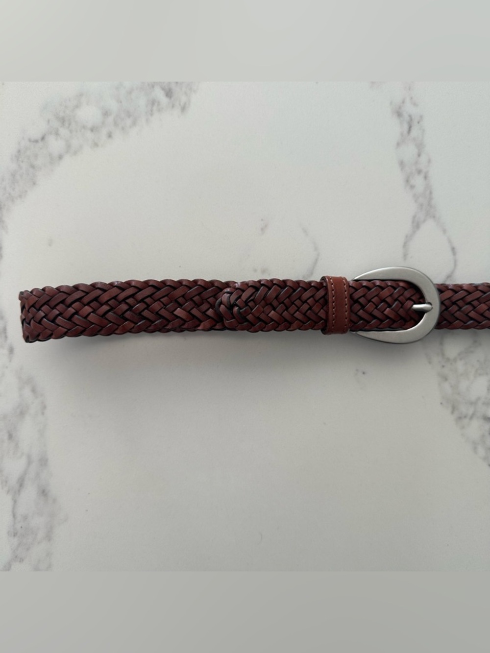 Vintage Coach 8518 Braided Leather Belt Oval Buckle Brown, Brushed Silver Small - Picture 6 of 9